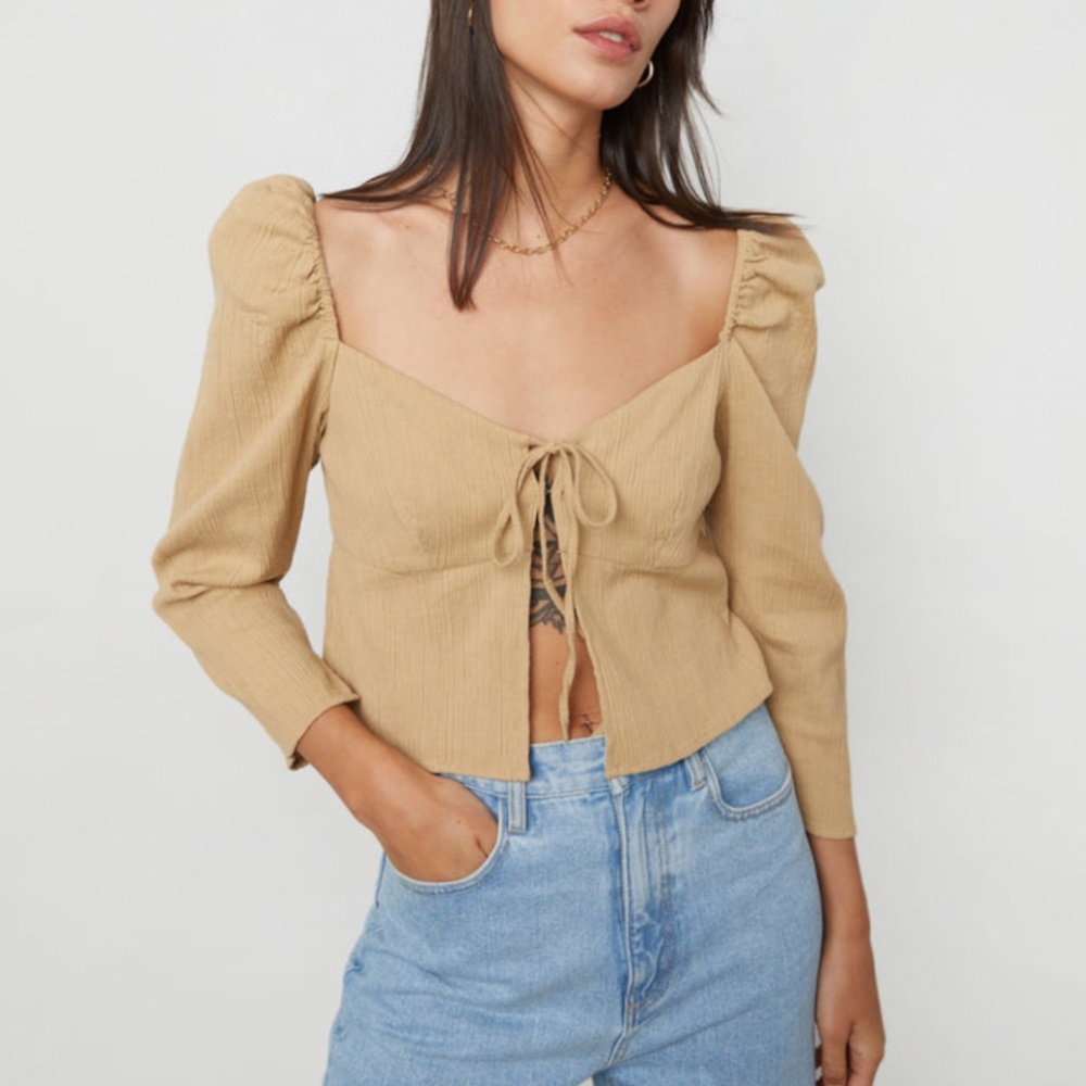 Oak + fort sweetheart crop blouse